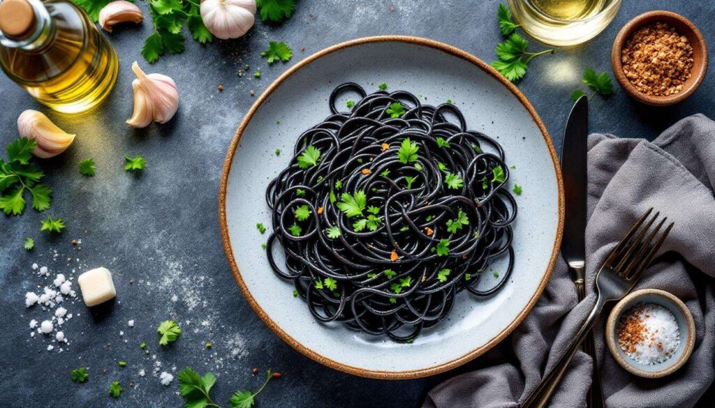 Spaghetti al nero di seppia cremosi: il trucco dell’acqua di cottura