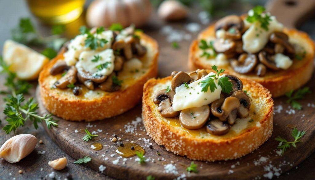 Crostoni ai funghi pleurotus e caprino: l’antipasto caldo che si fa in padella