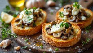 Crostoni ai funghi pleurotus e caprino: l’antipasto caldo che si fa in padella