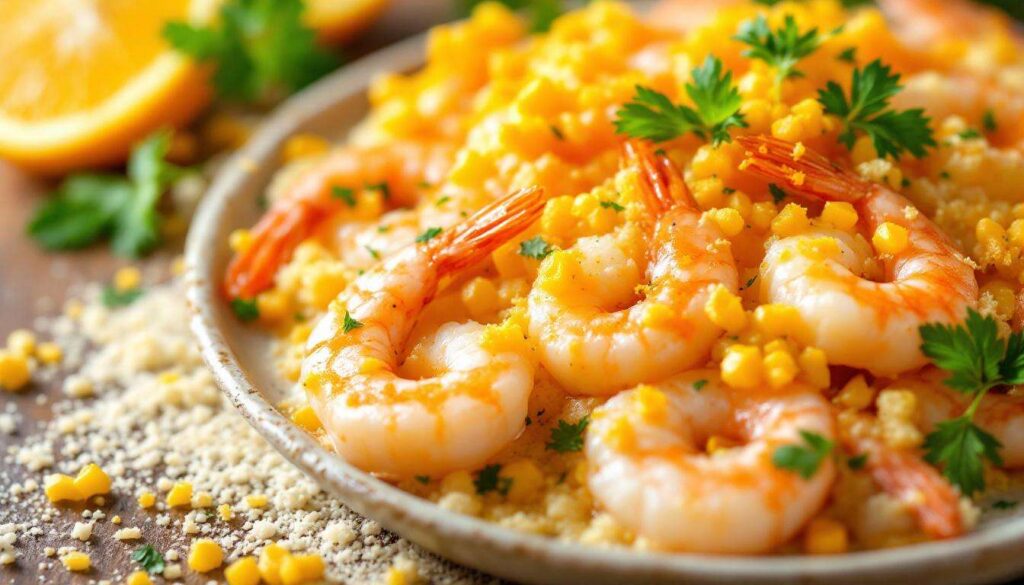 Gamberi gratinati al forno con limone e arancia: crosticina dorata in 10 minuti