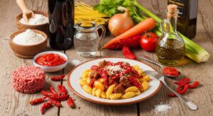 Ferretti al ragù di carne e peperoni cruschi